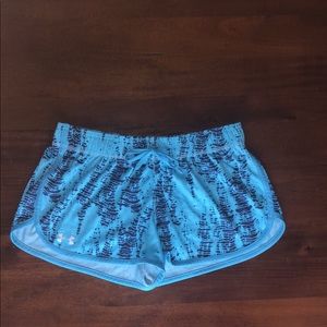 Light blue & navy blue patterned underarmor shorts